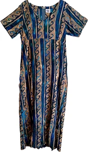Dress or Fabric, Long, Zippered, Waves Batik, Large, Rayon, Hand Made, 49" - Picture 1 of 1