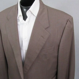 Hickey Freeman Mens Sport Coat 46L Brown Plaid Wool Cashmere Single Vent - Picture 1 of 13
