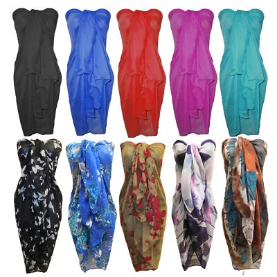 LADIES SEXY BEACH DRESS WRAP SARONG BIKINI COVER UP SWIMWEAR KAFTAN - Image 1 of 2