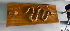 Handmade olid Natural Wooden Snake Sculpture Home Wall Decorative Hand Pai Decor - Picture 1 of 3