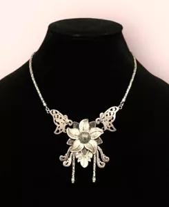 WOW! SUARTI Flower Butterfly Bali Sterling Byzantine Chain Statement Necklace - Picture 1 of 12