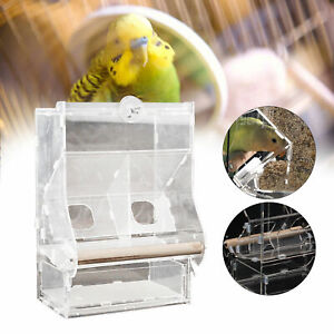 New ListingClear Acrylic Wood Perches Automatic Feeder Bird Cage Double Hopper New