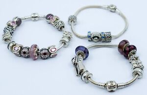 Lot 3 Pandora Bracelets and 30 Charms Great Condition Beautiful Ready to wear