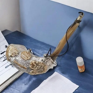 Shofar 14" Anointing Oil Silver Rams Ram Horn Jerusalm Lion of Judah + stand+oil - Picture 1 of 9