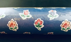 VTG WAVERLY BLUE FLORAL VINYL WALLPAPER DOUBLE ROLL 11YDS PEELABLE 558791 SEALED - Picture 1 of 5
