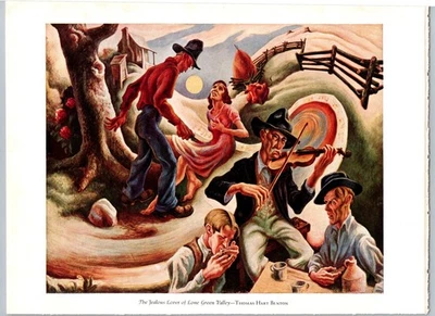 1939 Jealous Lover of Lone Green Valley Thomas Hart Benton Libro Placa Arte Impresión Foto 1 de 2