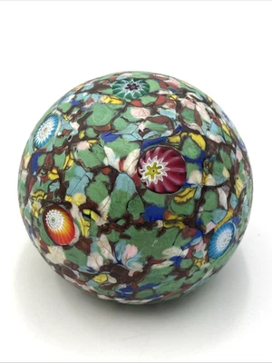 Mid Century Fratelli Toso Murano Italy Millefiori Glass Paperweight Matte - image 1 of 4