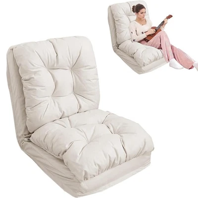 Sillón de piso ajustable de 23,6" + soporte para respaldo sofá cama perezoso para sala de estar Foto 1 de 4