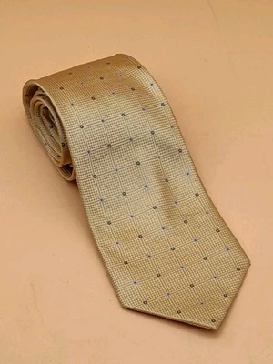 BIRMA BIBAS MASCULINO 100% seda gravata dourada com quadrados azuis e pretos ex-longos (64") - Imagem 1 de 4