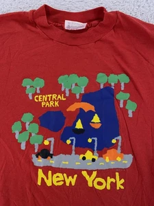 Vintage Central Park New York City Shirt Mens XS Cartoon Kid Art Graphic 80s - Picture 1 of 8