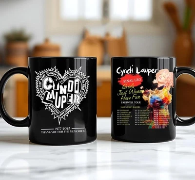 Cyndi Lauper Girl Just Wanna Have Fun Farewell Tour 2025 Coffee Mug Gif Fan - Image 1 of 3