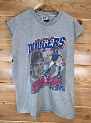 VTG Los Angeles Dodgers Mike Piazza T Shirt Men XXL 90s NUTMEG Custom Cropped - Image 1 of 4