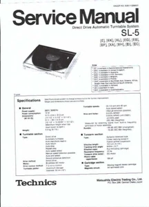 Technics Service Manual für SL-5 englisch  Copy - Picture 1 of 1