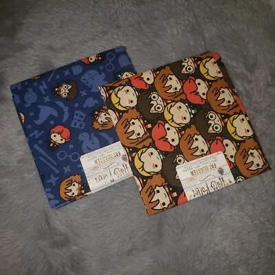Lot of 2 Harry Potter Kawaii Characters Cotton Fabric UNCUT FAT QUARTER 18"x21" - Image 1 of 3
