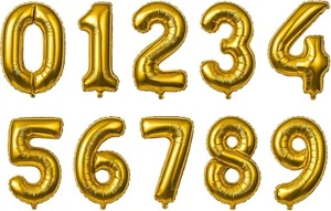 40" Large Gold Foil Number Balloon – Party Decoration for Birthday & Wedding - Picture 1 of 21