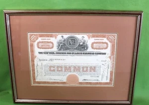 Vintage RAILROAD STOCK CERTIFICATE Nickel Plate Road NY Chicago St Louis gerahmt - Bild 1 von 11