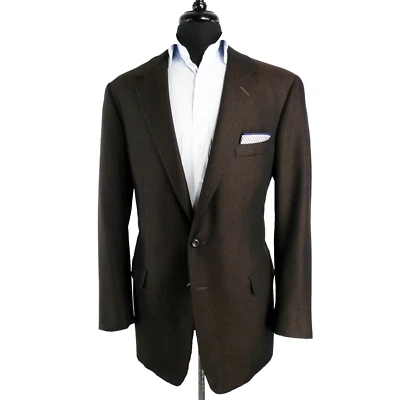 Casaco esportivo recente Oxxford feito à mão H'bone flanela cashmere lã 44 L 46 - Imagem 1 de 4