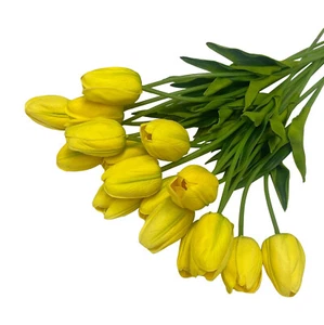36 Pcs 15" Yellow Tulips Artificial Flowers Silk Floral Wedding Bouquet Décor - Picture 1 of 6