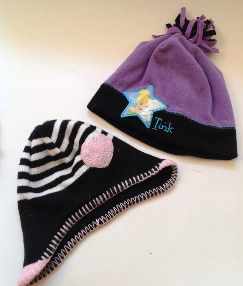 Disney Dos Niñas Pequeñas Fieltro Invierno Sombrero Set Campanilla y Corazón Foto 1 de 1