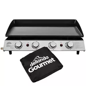 4 Burner BBQ Portable Gas Plancha Grill 10kW Hot Plate, Cover - Stainless Steel - Picture 1 of 12