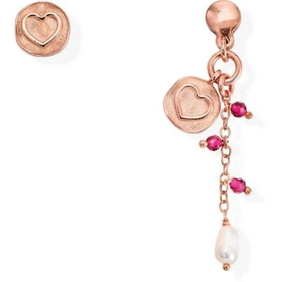 Orecchini Pendenti a Lobo Argento 925 Amen ORZICURR Cuore Rosato Cristalli Rossi - Immagine 1 di 2