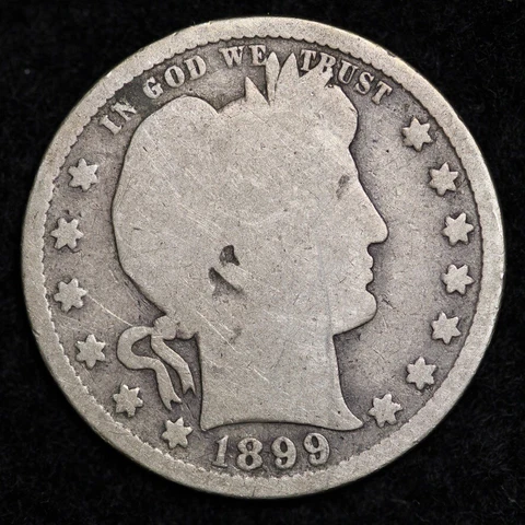 1899-S Silver Barber Quarter GOOD FREE SHIPPING Cover