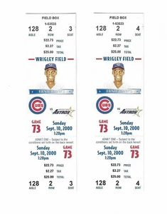 Chicago Cubs vs Houston Astros Unused Baseball Tickets from 9/10/2000 - Picture 1 of 2
