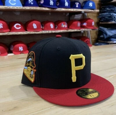 NEW ERA Hat Club Exclusive PITTSBURGH PIRATES HAT BLACK RED ICY BLUE UV SZ 7 3/4 - Image 1 of 4