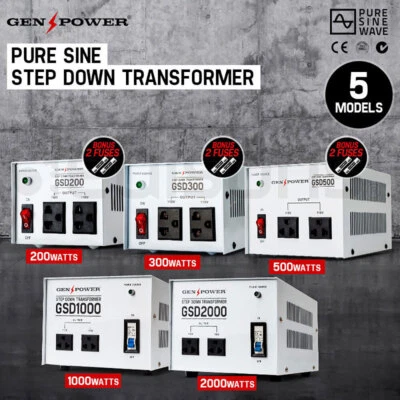 GENPOWER Step Down Transformer 240V-110V Stepdown Voltage Converter AU-US - image 1 of 4