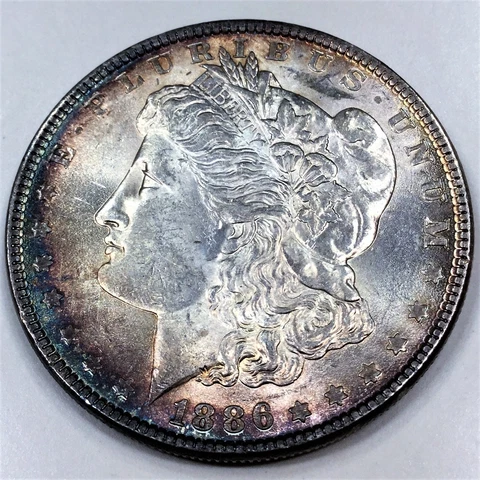 1886 Morgan Silver Dollar Beautiful Uncirculated Coin Nice Toning Cover