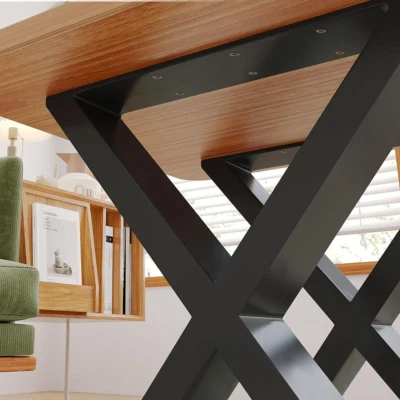 2PCS/Set Black Industrial Metal X Shape Table Legs Desk Bench X Cross Frame Legs - Image 1 of 4