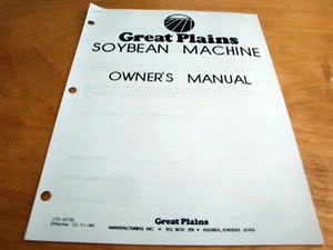 Great Plains Soybean Machine Operator's Owner's Parts Catalog Manual - Picture 1 of 1