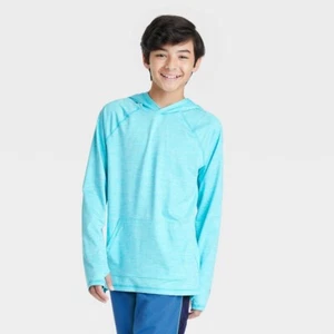 Boys' Soft Gym Pullover Hoodie - All in Motion™ Heathered Blue XL 16 - Picture 1 of 1