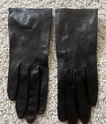 Vintage Womens Black Kid? Leather Gloves Size 6 Lined Soft Italy Lightweight