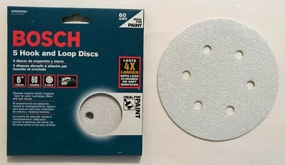 25 BOSCH 6" 6 HOLE HOOK & LOOP SANDING DISCS 60 GRIT 5 PACKS OF 5 SR6W060 - Image 1 of 4