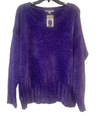 Suéter Pullover Seven 7 Premium Chenille Violeta Púrpura Cuello Redondo Para Mujer’s XL Foto 1 de 4