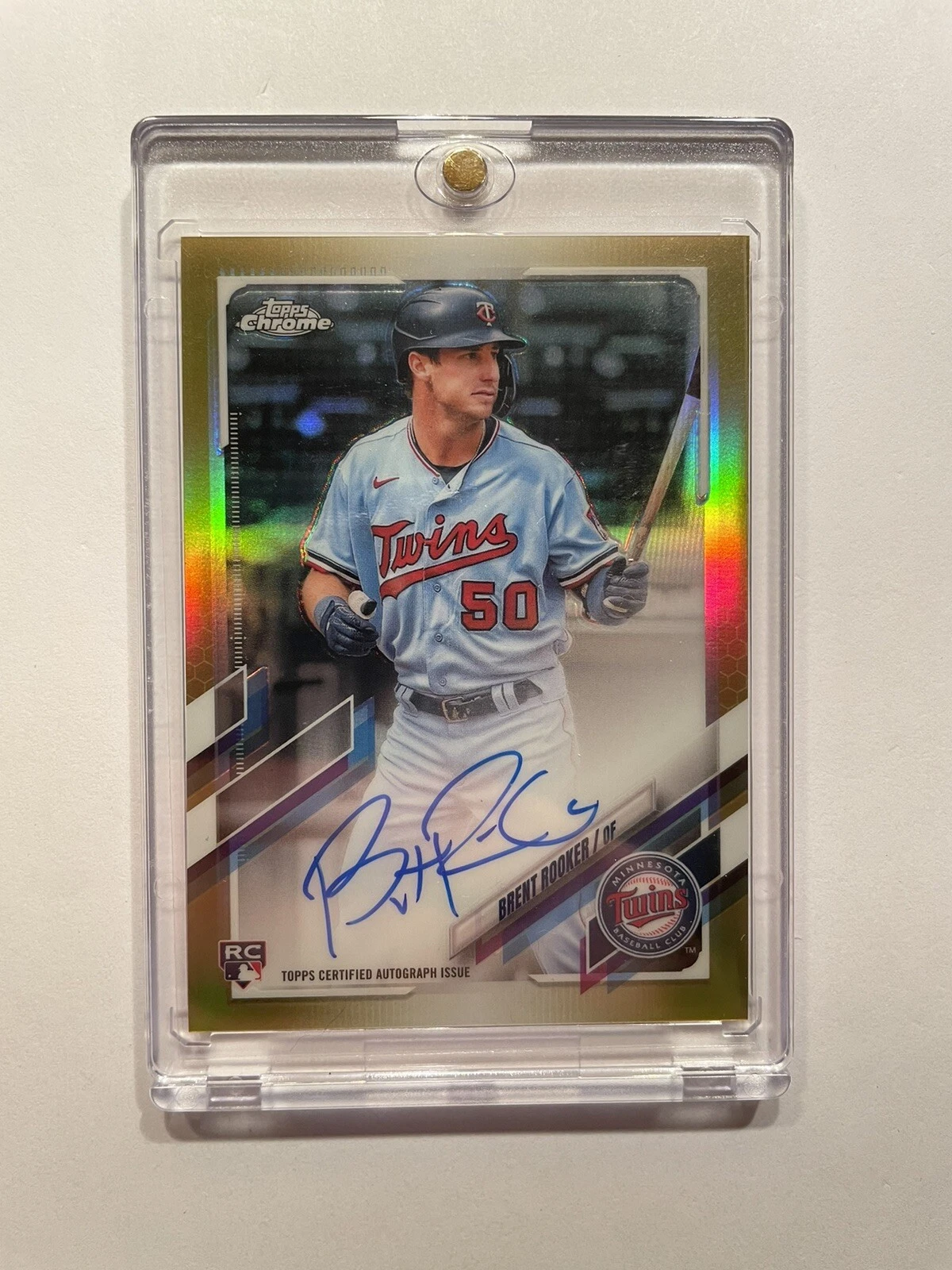 2021 Topps Chrome Gold Refractor /50 Brent Rooker #RA-BR Rookie Auto RC