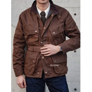 Retro American Stye Mens Stand Collar Motorcycle Jacket Safari Hunting Coats Zip - Bild 1 von 25