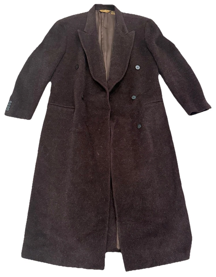 Abrigo Largo Marrón Vintage Donna Karan Alpaca Hecho en Italia Lana Mohair Foto 1 de 4