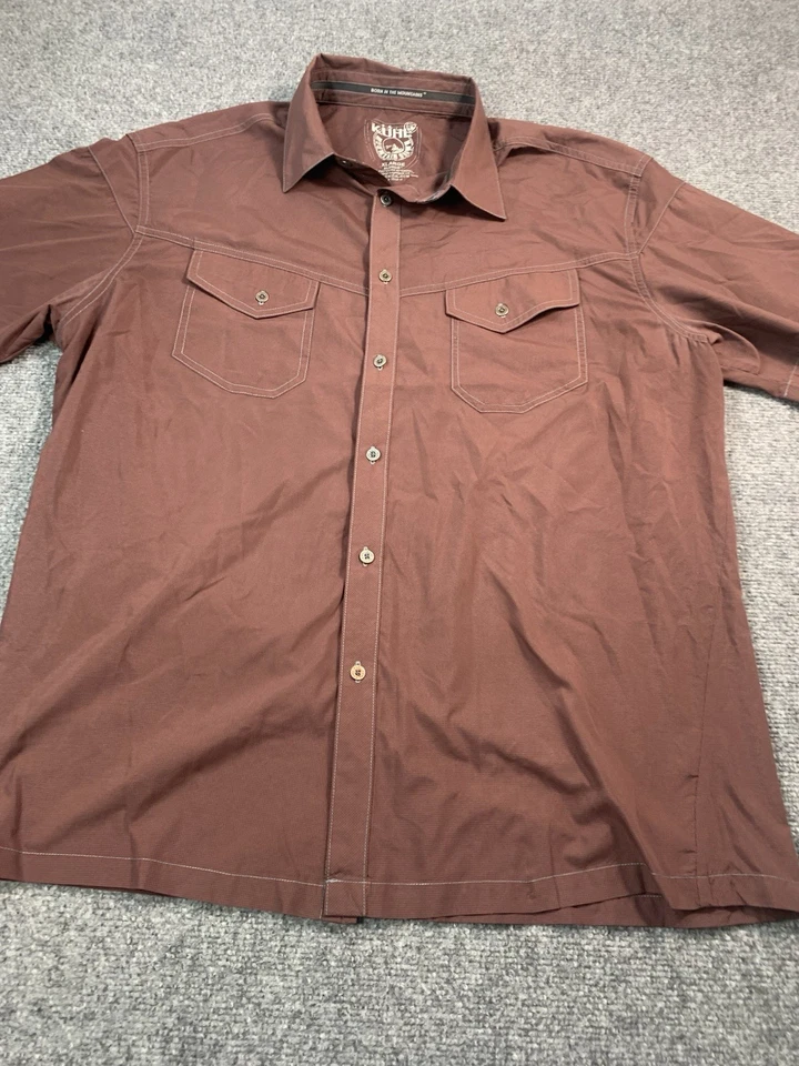 Kuhl Shirt Mens XL Brown Short Sleeve Button Up Casual Pockets - Image 1 of 4