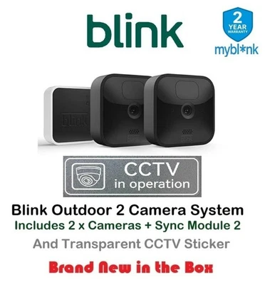 New Blink Wireless HD Smart Security Gen 3, 2 Camera System: Clear CCTV Sticker - Image 1 of 4