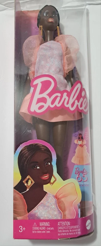 Barbie Glitz Doll African American Peach Metallic Mini Dress Fashion Mattel - Image 1 of 1