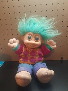 Suéter Tejido Neón Denim Troll Kidz Felpa 12" Russ Años 80 DE COLECCIÓN Cabello Teal - Imagen 1 de 2