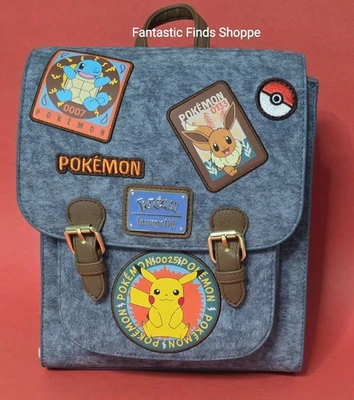 Loungefly Pokemon Patches Denim Mini Backpack NEW UNUSED NWT - Image 1 of 4