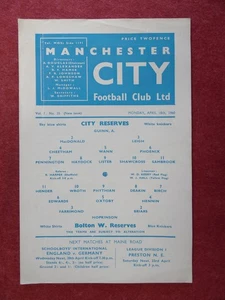 MANCHESTER C v BOLTON WAND. | 1959/1960 | RESERVES | 18 APR 1960 | UK FREEPOST - Picture 1 of 3