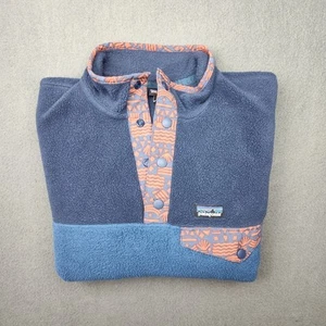 Patagonia Sweater Kids Large Blue Synchilla Quarter Zip Pullover Snap Fleece - Picture 1 of 11