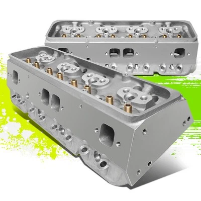 2x Aluminum Bare Straight Plug Cylinder Head for Small Block Chevy SBC 302 350 - Image 1 of 4