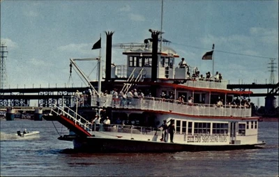 Cartão postal vintage MV Huck Finn Saint Louis Missouri a651 - Imagem 1 de 2