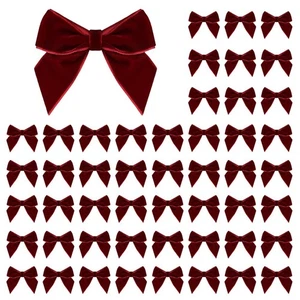 50 PCS Burgundy Velvet Bows for Christmas Tree 2.75" Small Velvet Ribbon Bows... - Picture 1 of 9