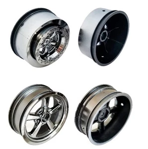 Team Associated Set 4 Blk Chrome Drag Front Rear Wheels DR10 71076 71077 - Picture 1 of 1